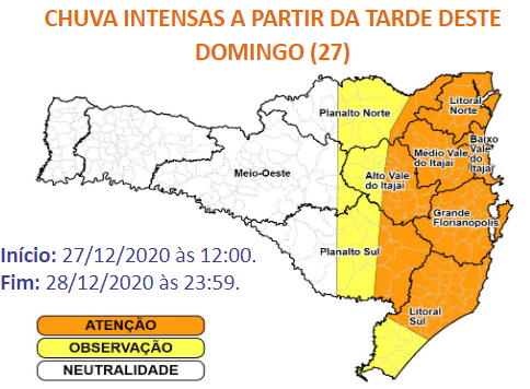 Santa Catarina Tem Alerta De Chuva Intensa Risco De Estragos Veja