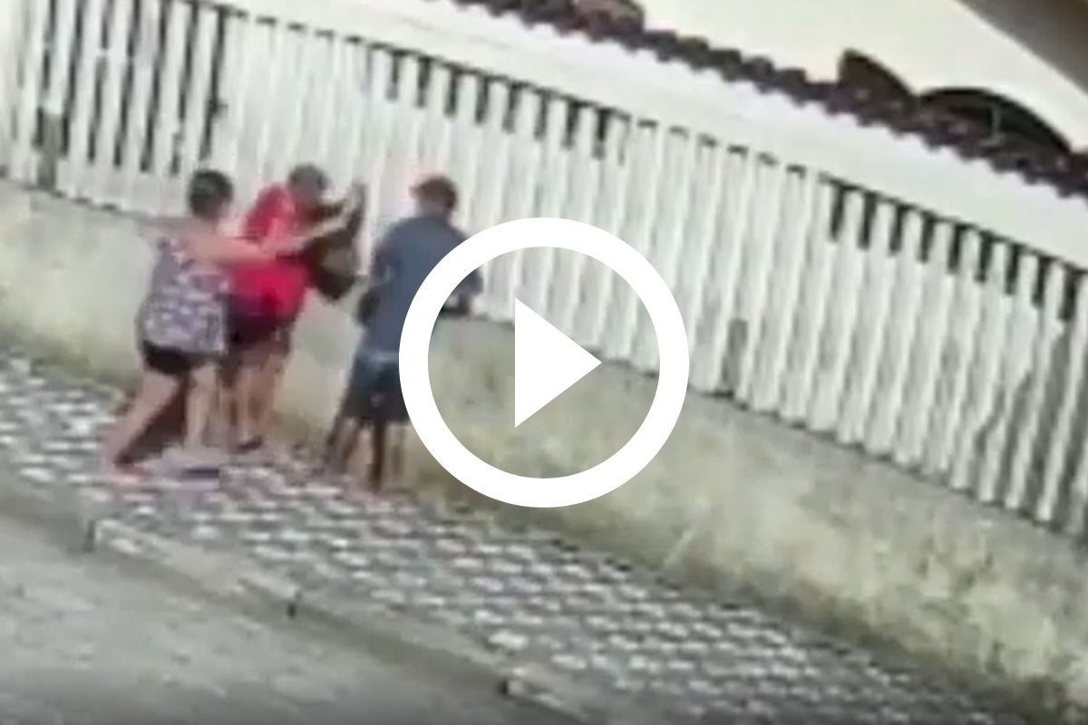 VÍDEO Mãe e filha são assaltadas e se defendem bengala