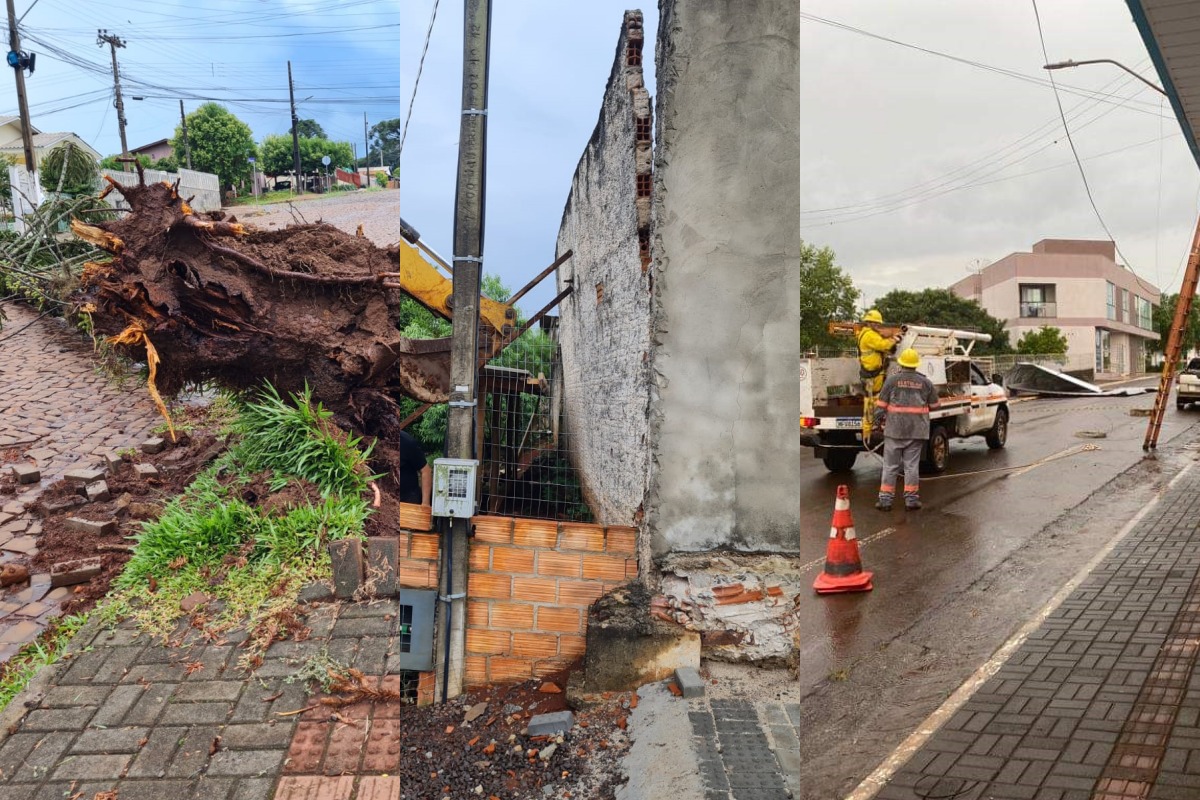 FOTOS Tempestade deixa rastro de estragos no Oeste de SC e fenômeno é