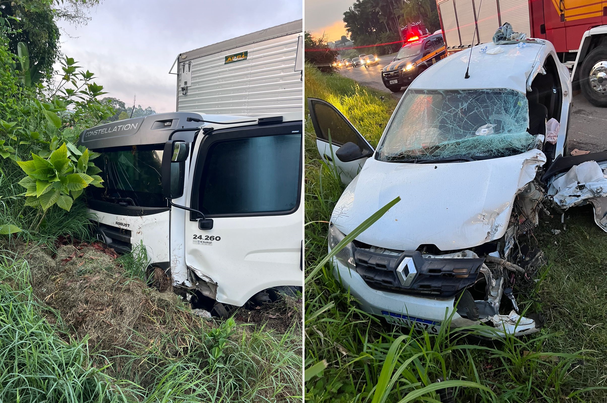 Carro Bate De Frente Em Caminh O Na Br E Motorista Fica Ferido Em