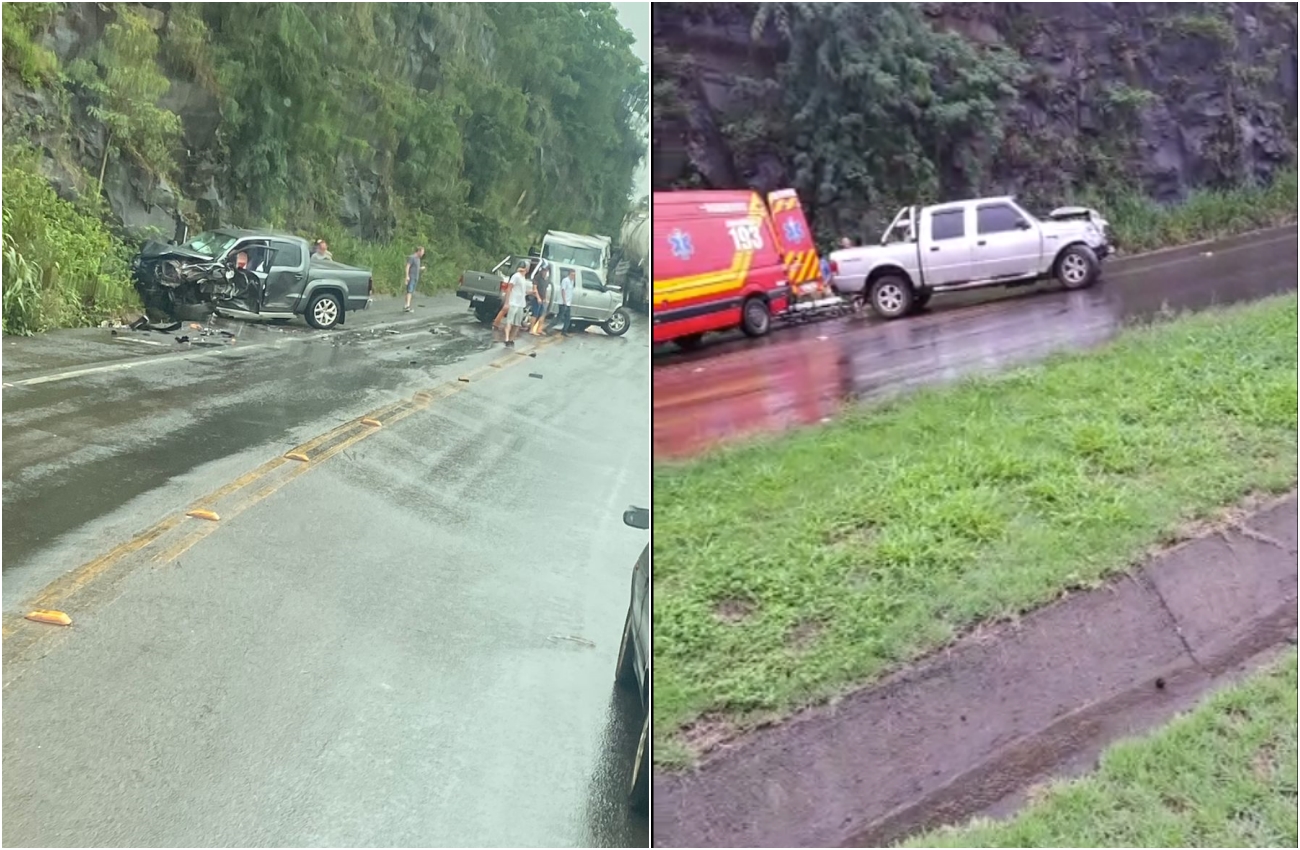 VÍDEO Três pessoas ficam feridas em acidente entre caminhonetes em Chapecó