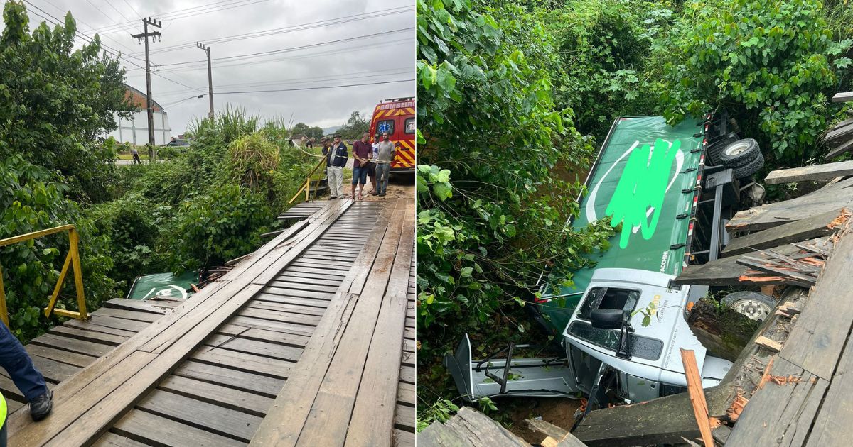 Fotos Caminh O Quebra Ponte Cai De Altura De Metros E Deixa Tr S