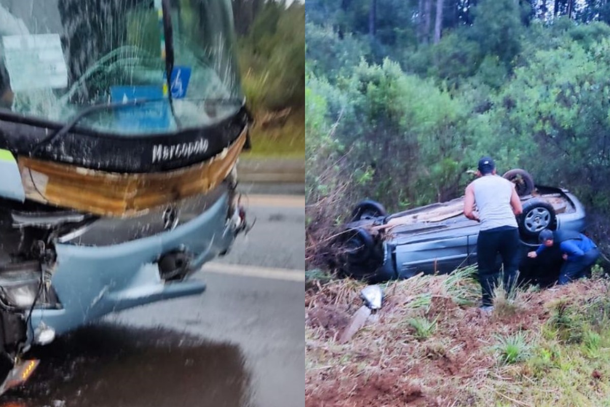 Quatro pessoas morrem em grave acidente entre carro e ônibus em SC