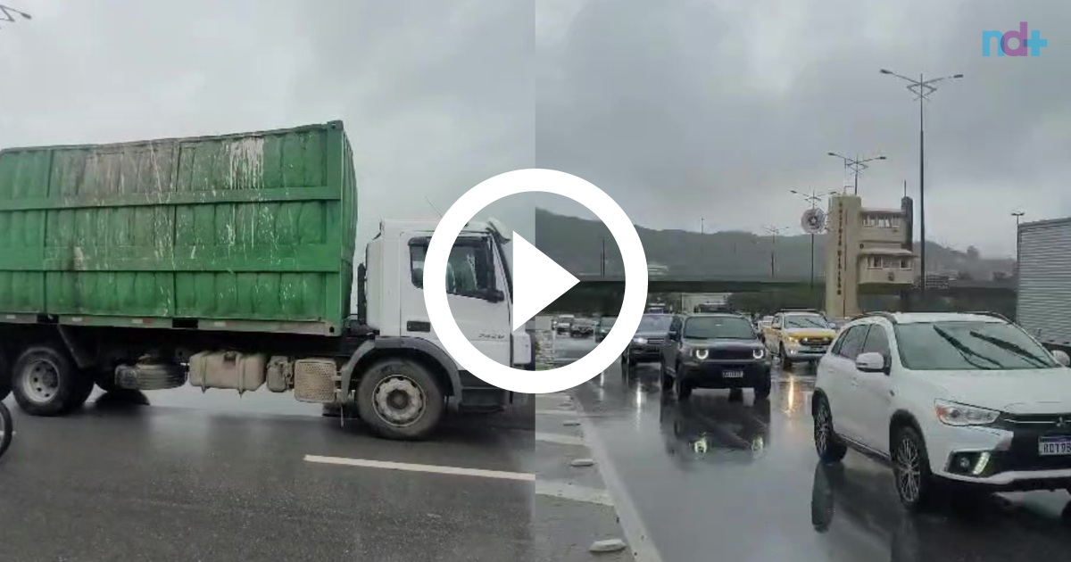 VÍDEO Caminhão problemas mecânicos trava o trânsito na saída de