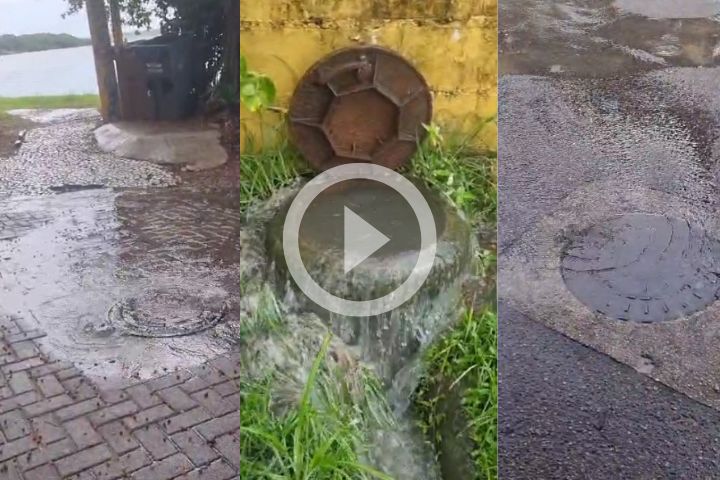 Poluição na Lagoa da Conceição vídeo mostra esgoto transbordando dos