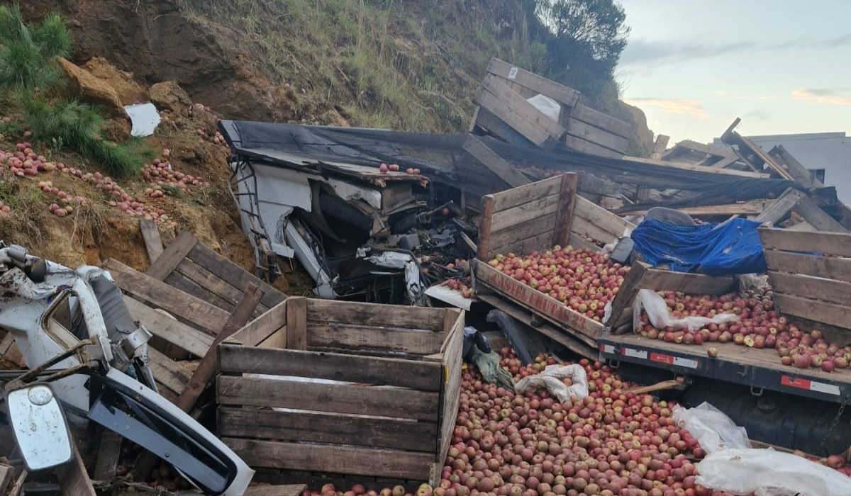 Caminh O Que Transportava Ma S Colide Em Barranco E Morre