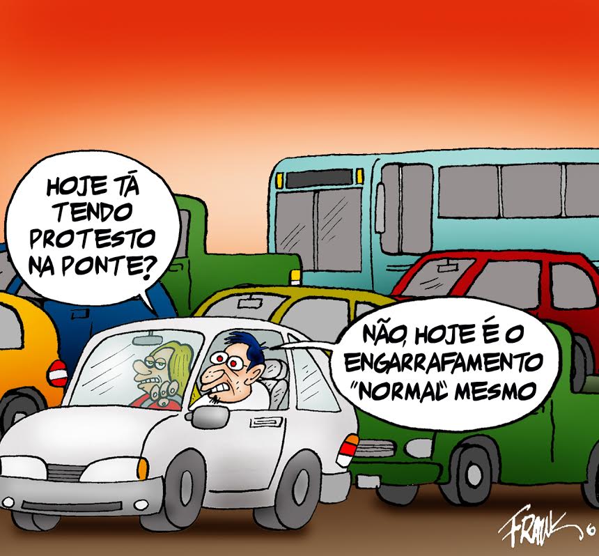 Trânsito na ponte Charge Notícias do