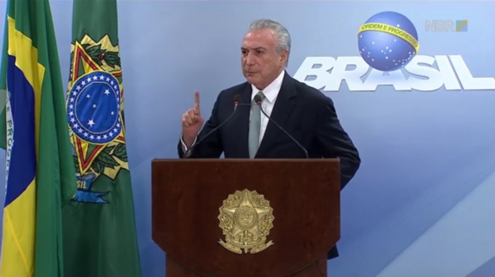 Temer fez pronunciamento em Brasília - Reprodução/NBR