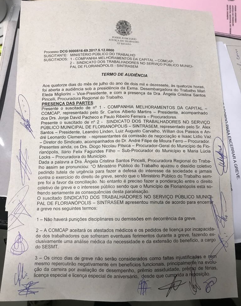 Sindicato terá audiência de conciliação na Justiça do Trabalho com