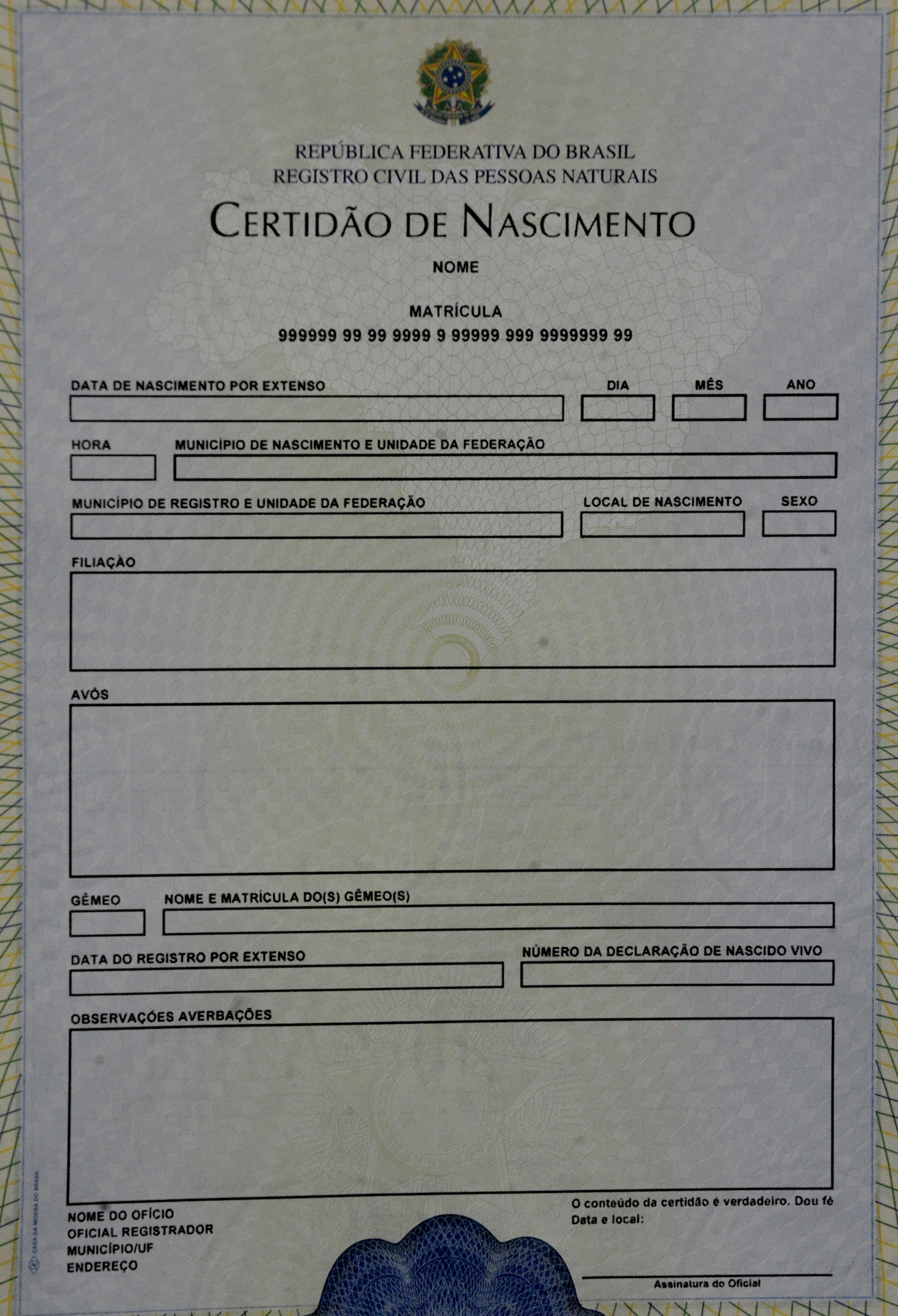 Certid&atilde;o de nascimento – Foto: Ag&ecirc;ncia Brasil/F&aacute;bio Pozzebom