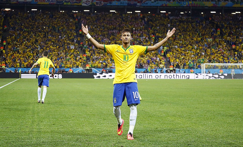 Neymar comemora gol em Brasil x Croácia na Copa do Mundo-2014 (Foto: Eduardo Viana/Lancepress!)