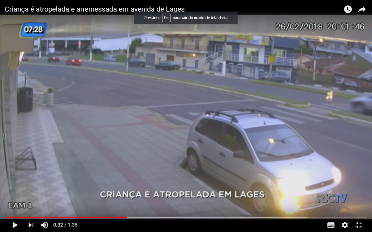 Menino de 5 anos é atropelado enquanto atravessava avenida correndo em Lages, em SC