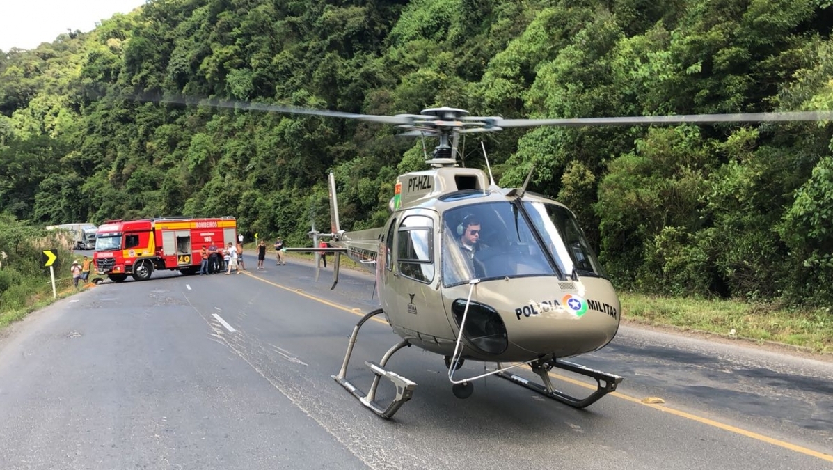 Acidente fatal ocorreu no km 205 da BR-470 - Águia 02/Divulgação/ND