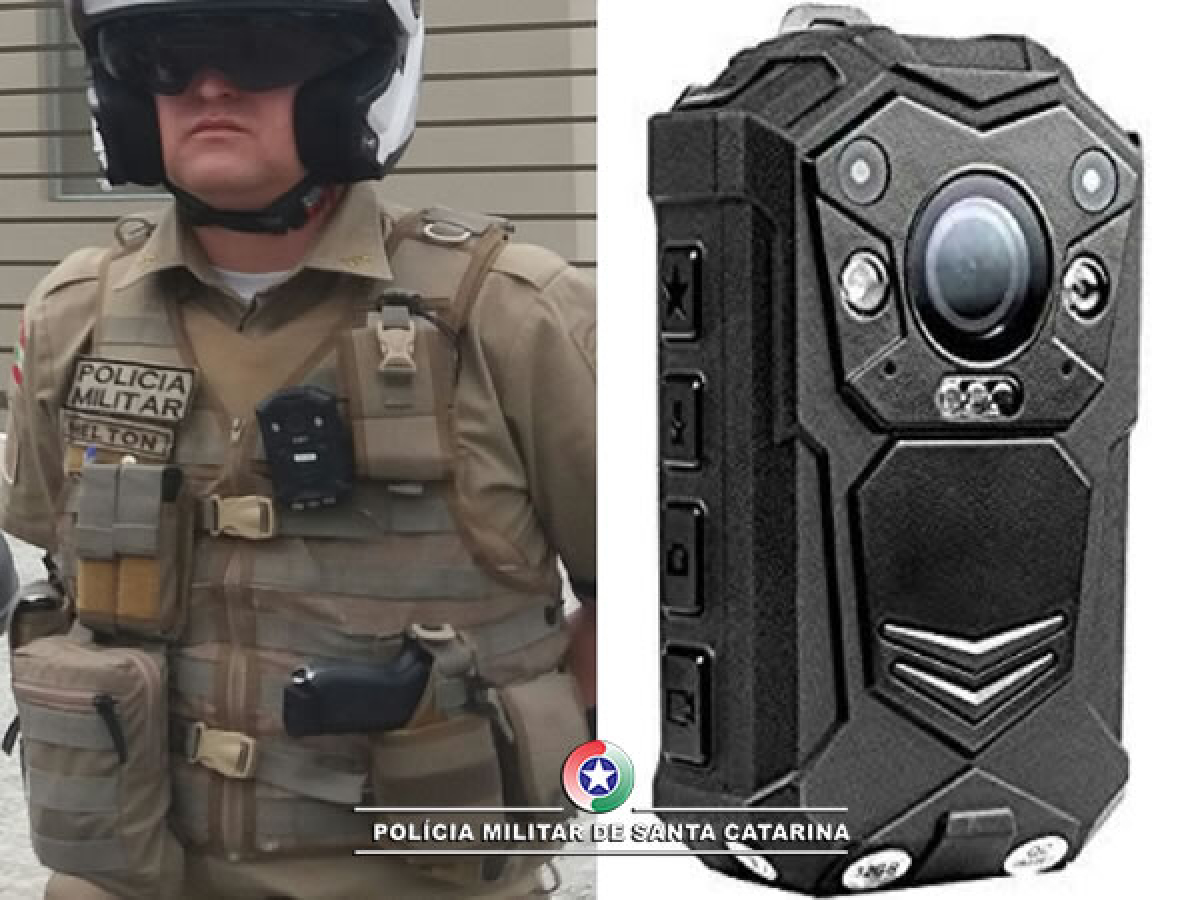 Câmeras corporais estão sendo testadas por policiais em Tubarão e São Francisco do Sul - PMSC/Divulgação/ND