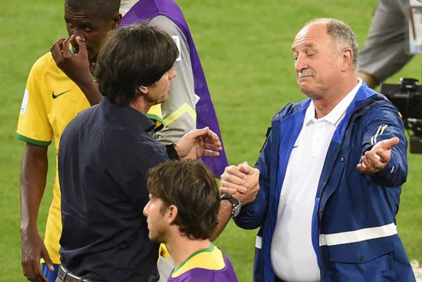 Felipão cumprimenta Joachim Löw após o jogo que terminou em 7 a 1