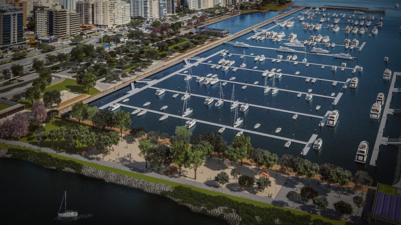 Projeto da marina na Beira-Mar Norte, em Florian&oacute;polis – Foto: Divulga&ccedil;&atilde;o