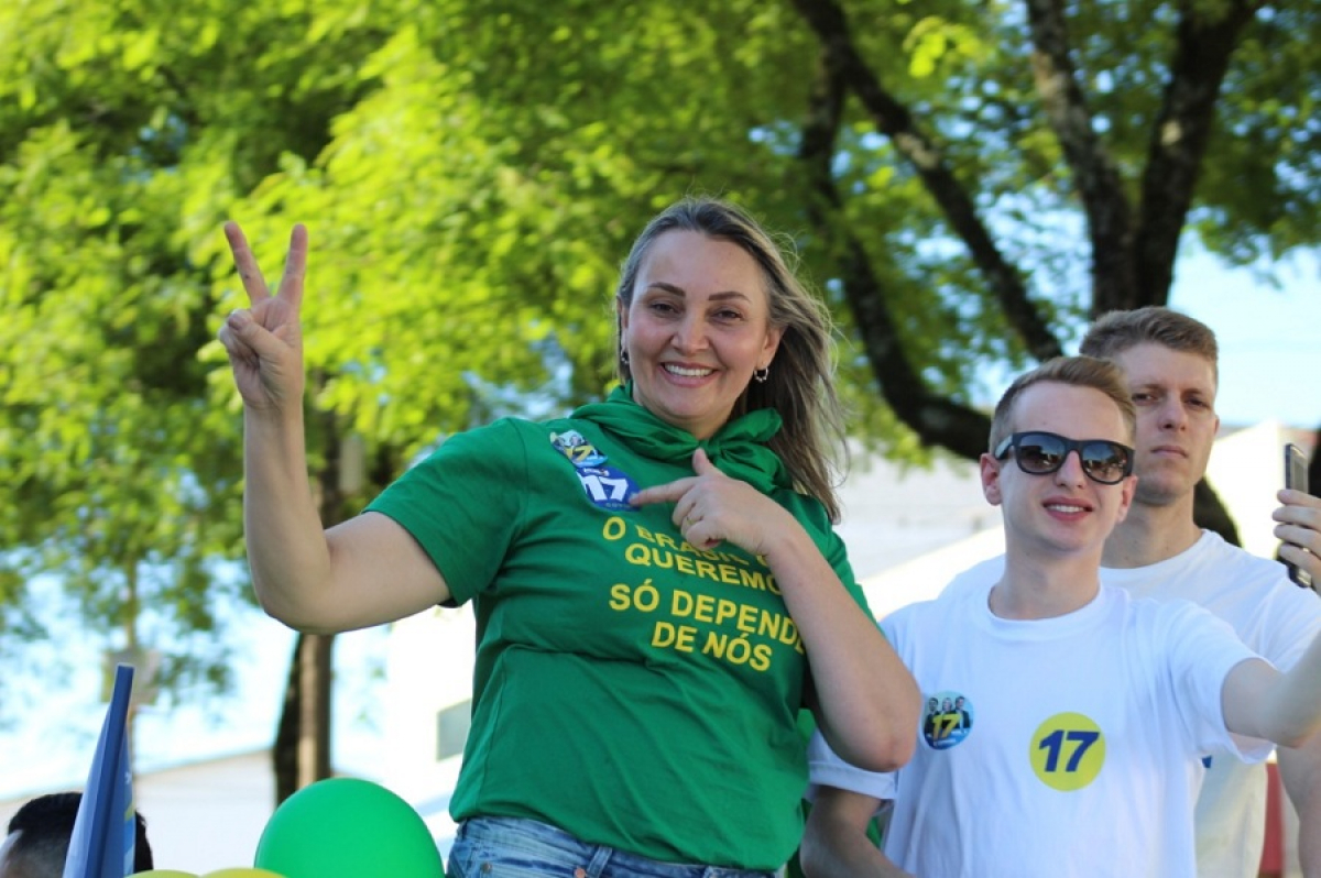 Daniela Reinehr (PSL), enquanto candidata à vice do governo do Estado – Divulgação/ND