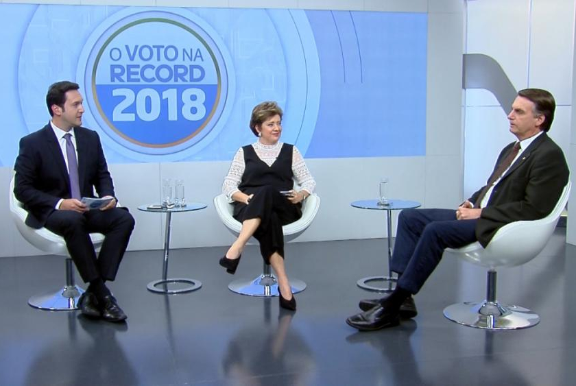Jair Bolsonaro foi o primeiro dos candidatos entrevistados na série de entrevistas da Record TV - Record TV/Divulgação/ND