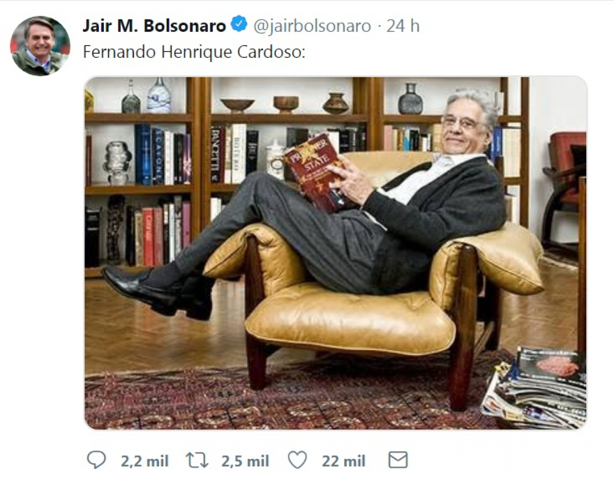 Foto foi postada por Bolsonaro em sua conta no Twitter - Reprodução/Twitter