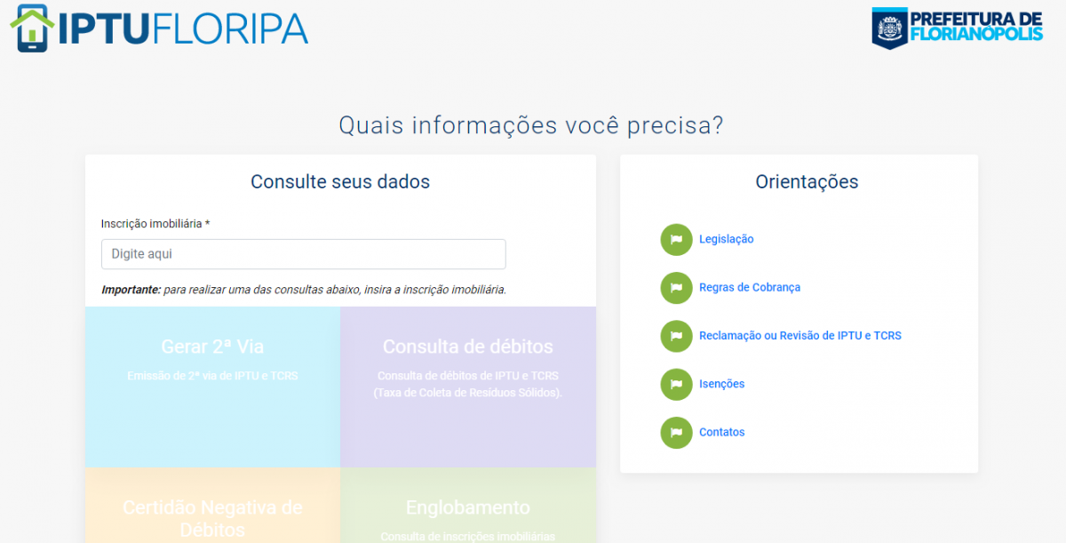Prefeitura de Florianópolis lança site especial para serviços do IPTU e taxa de lixo
