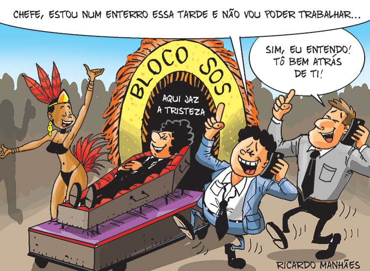 O tradicional Enterro da Tristeza, em Florianópolis, é o assunto da charge do Notícias do Dia desta quinta-feira, por Ricardo Manhães