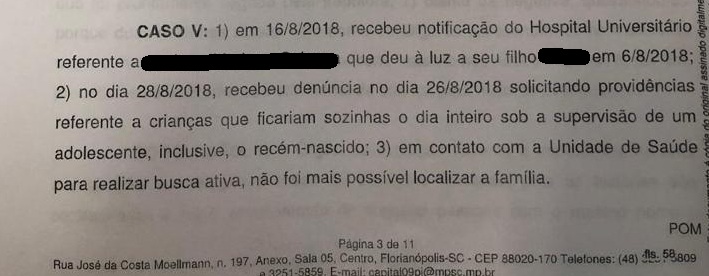Trecho de um dos seis casos anteriores narrados ao Ministério Público