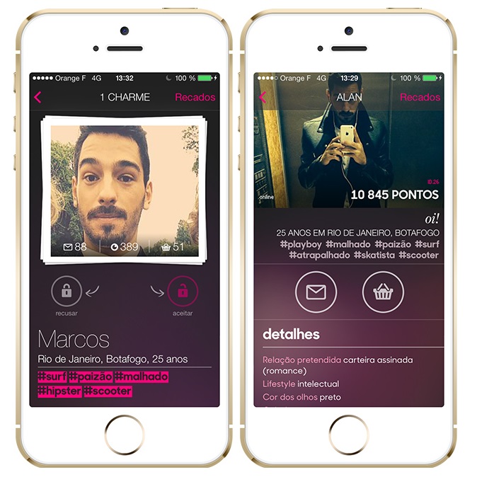 AdoteUmCara – É um aplicativo de paquera com um propósito diferente: as mulheres estão no comando. Na prática, elas veem as opções disponíveis e decidem com quem quer conversar. As garotas podem achar seus pares pela localização, por uma busca detalhada ou por hashtags, como #barbudo, #pagadegatinho e #boêmio. Disponível para Android (<a href="https://goo.gl/VzLgAX">https://goo.gl/VzLgAX</a>) e iOS (<a href="https://goo.gl/gfVhnY">https://goo.gl/gfVhnY</a>), o app é gratuito para as meninas, mas possui funcionalidades pagas para os garotos. - Crédito: Divulgação/33Giga/ND