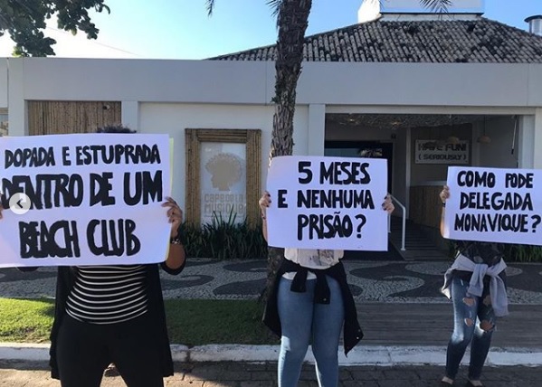 Manifestação em frente à beach club – Reprodução/Instagram