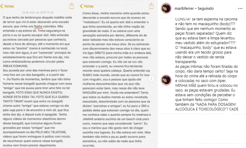Parte da descrição feita por Mariana – Reprodução/Instagram/ND