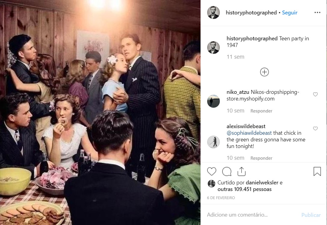Festa adolescente em 1947 - Crédito: reprodução/33Giga/ND