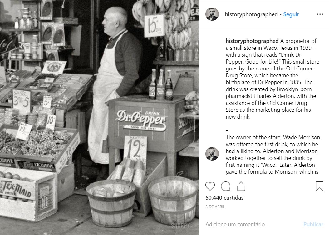 Proprietário de uma mercearia em Waco, no Texas (EUA), em 1939 - Crédito: reprodução/33Giga/ND