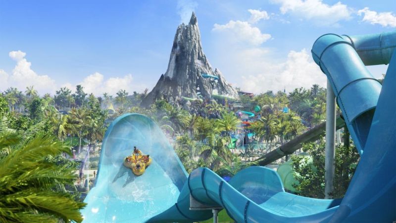 O Volcano Bay é terceiro complexo de diversões da Universal em Orlando. Inaugurado em 2017, o parque aquático tem um visual inspirado na cultura do Pacífico Sul. O local conta com mais de 30 experiências, incluindo 18 atrações. Entre elas, toboáguas e piscinas de ondas multidirecionais com praias de areia - Divulgação - Divulgação/Rota de Férias/ND