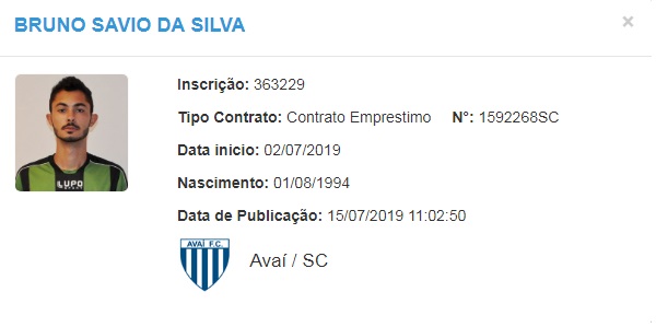 Atacante Bruno Sávio teve seu nome publicado no boletim da CBF – BID/divulgação