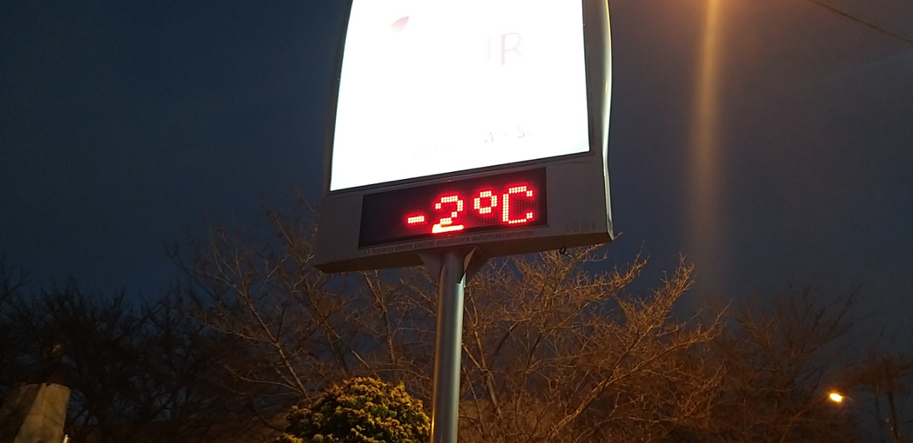 A temperatura negativa marcou a madrugada fria desta terça-feira, em São Joaquim. - Wagner Urbano/RIC TV