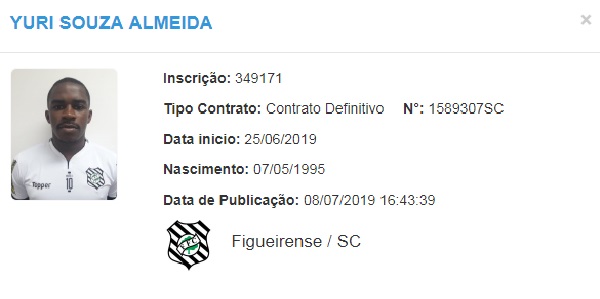 Yuri Mamute, centroavante do Figueirense – BID/CBF