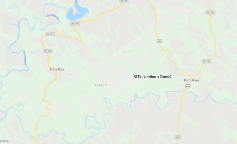 Terra Ind&iacute;gena Xapec&oacute; fica entre Ipua&ccedil;u e Entre Rios – Foto: Google/Reprodu&ccedil;&atilde;o/ND