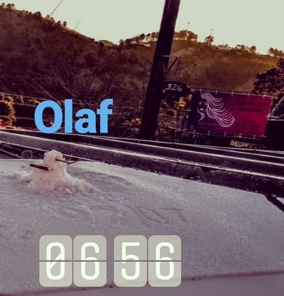 Até o Olaf, do filme Frozen, veio aproveitar o frio no Brasil - @maykondavyd/Reprodução/Instagram