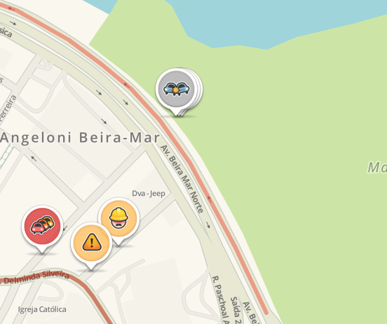 Trânsito estava lento, às 15h45, devido acidente na Av. Beira-Mar Norte &#8211; Reprodução/Waze