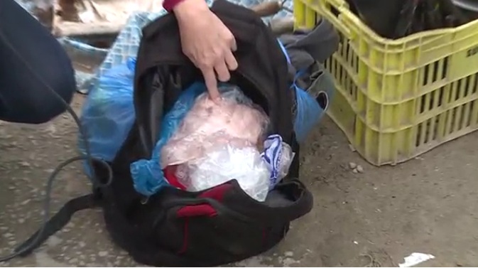 Bebê foi encontrado em mochila junto a carnes congeladas em Camboriú, em 2019 – Foto: RICTV/Reprodução