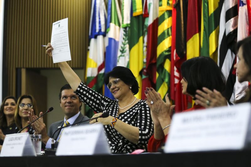 Ministra Damares Alves disse que o programa abrange identificação de uma situação abusiva e vão orientar pessoas a buscarem ajuda – José Cruz/Agência Brasil/ND