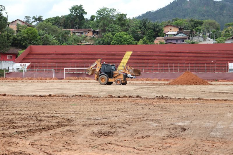 Estádio João Marcatto, em Jaraguá do Sul, passa por últimos detalhes antes da liberação para o Catarinense 2019 – Foto: Multimídia/divulgação