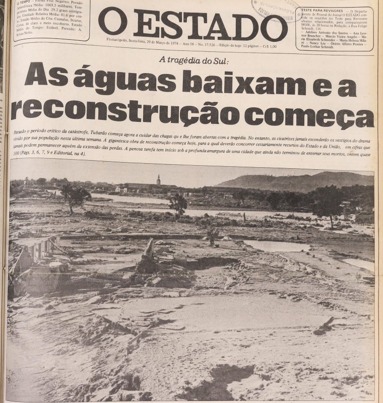 Capa do jornal O Estado de 29 de março de 1974 – Foto: BPSC/Reprodução/ND