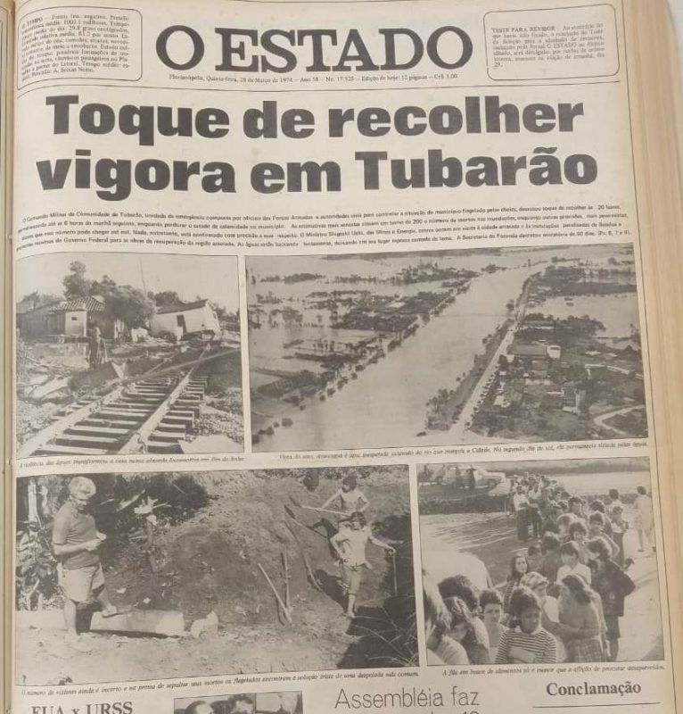 Capa do jornal O Estado de 28 de março de 1974 – Foto: BPSC/Reprodução/ND