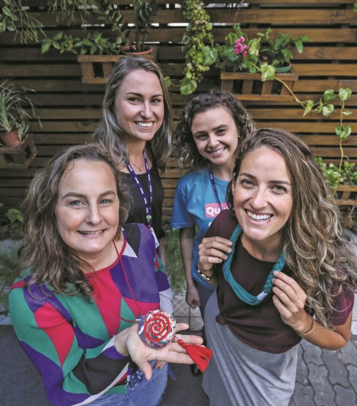 Da esq. para dir.: Carina Zagonel, Cristiani Jacobus Vieira, Vanessa Raduns Salles (técnica de Atividades Sesc-SC Prainha) e Patrícia Deporte de Andrade – Foto: Anderson Coelho/ND