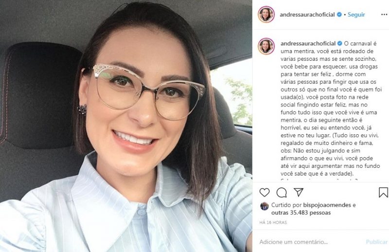 Andressa Urach detona o carnaval, ap&oacute;s se converter – Foto: Reprodu&ccedil;&atilde;o Instagram/ND