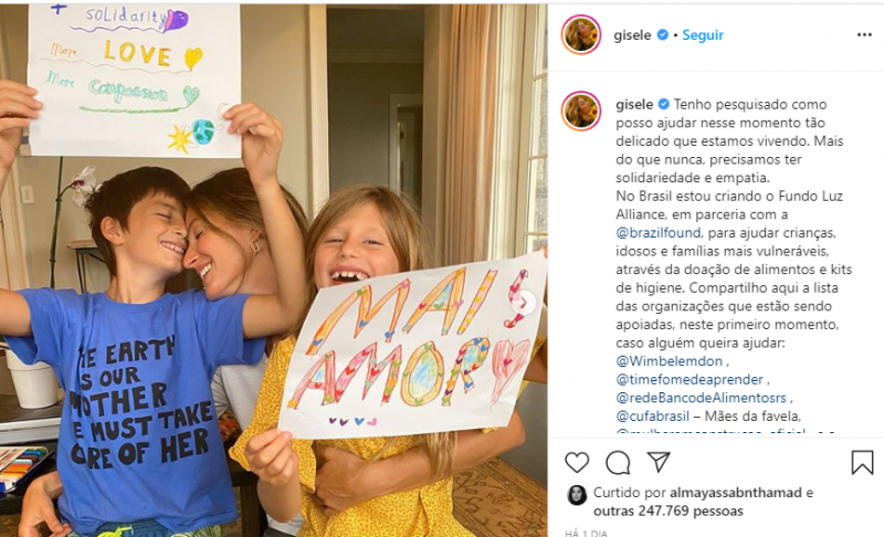 Gisele B&uuml;ndchen – Foto: Reprodu&ccedil;&atilde;o/Redes Sociais