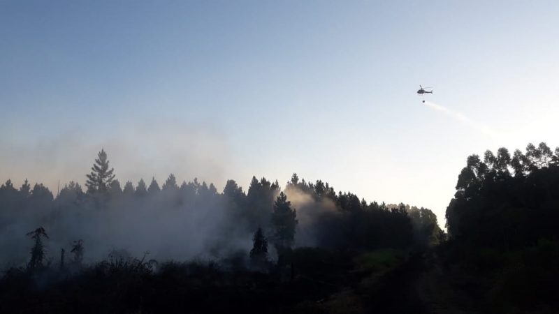 Helicópteros Arcanjo e Águia auxiliaram no combate ao fogo &#8211; Foto: Adrieli Evarini/ND