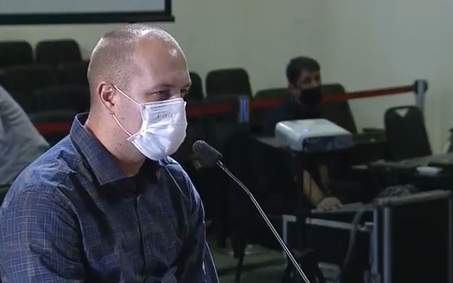 Leandro Barros, durante depoimento na Alesc – Foto: Reprodução/TVAL