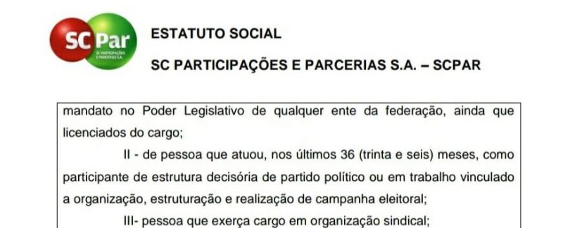 Estatuto da SCPar inviabiliza nomea&ccedil;&atilde;o do atual presidente – Foto: Reprodu&ccedil;&atilde;o