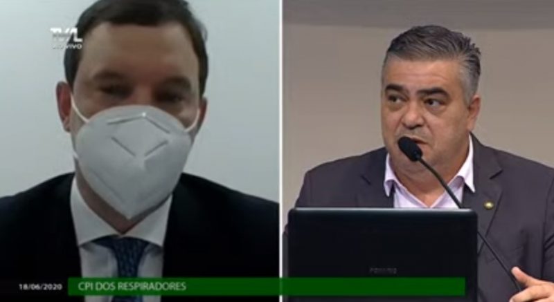 Empres&aacute;rio Gustavo Steglich (E) relatou detalhes da venda feita a Veigamed. Foto: Reprodu&ccedil;&atilde;o TV AL